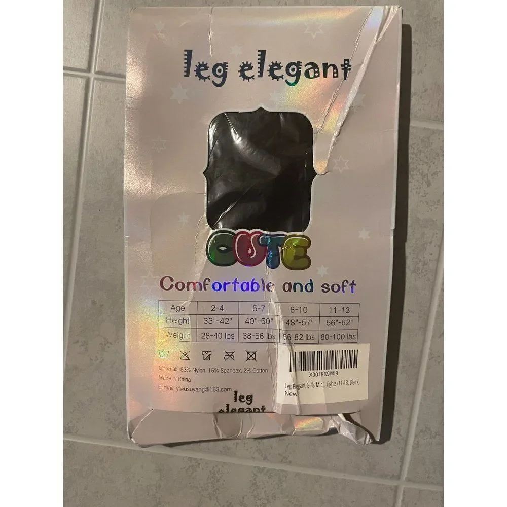 Leg Elegant Girls Black Stretch Cute Comfortable And Soft Fancy Tight Size 11-13